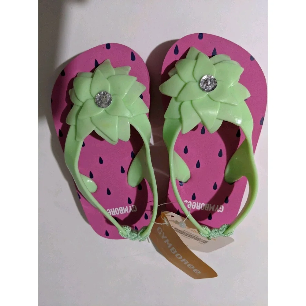 Gymboree Girls Size 5-6 Sandals Pink Green NEW